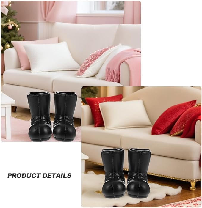 Miniature Boots 3 Pairs Mini Santa Claus Shoes Boots, Black Mini Christmas Santa Boots Dollhouse Miniature Santa Boots for Crafts Christmas Dollhouse Decorations