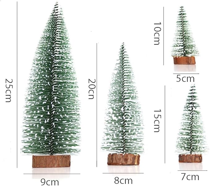 Feill Mini Christmas Trees, Small Wooden Holiday Trees with Snow Tips for Xmas Holiday Party Home Tabletop, Party Centerpiece or Gift