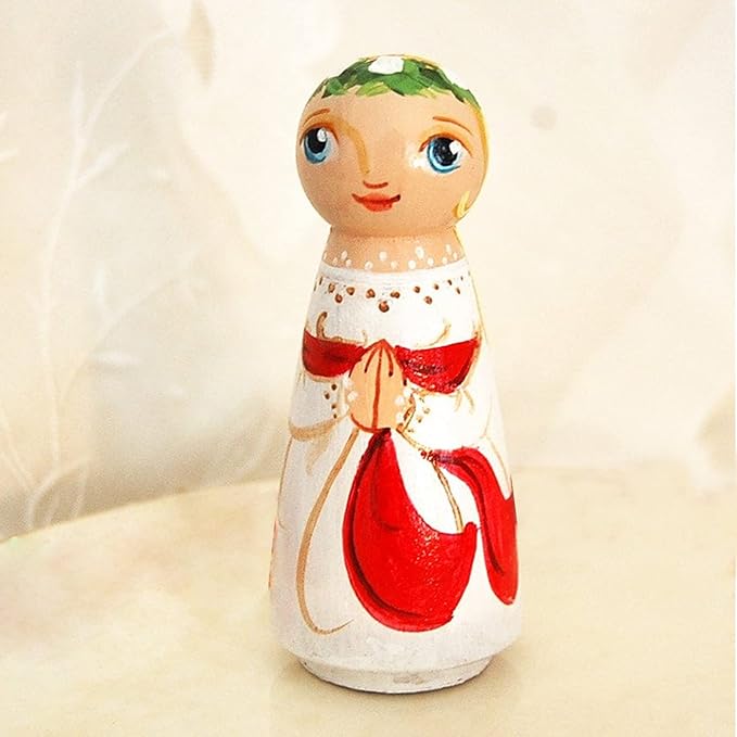30 PCS 3.5 Inch Wooden Peg Dolls, Unfinished Wood Angel Girl Shape Peg People Bodies Figures for DIY Craft, Wedding, Cake Toppers, Painting