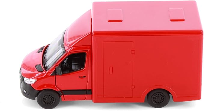 KiNSMART - Mercedes-Benz Sprinter Cargo Van 1:48 O Scale 5" Die Cast Metal Model Toy Van, Pull-Back Action (Red Box Truck)