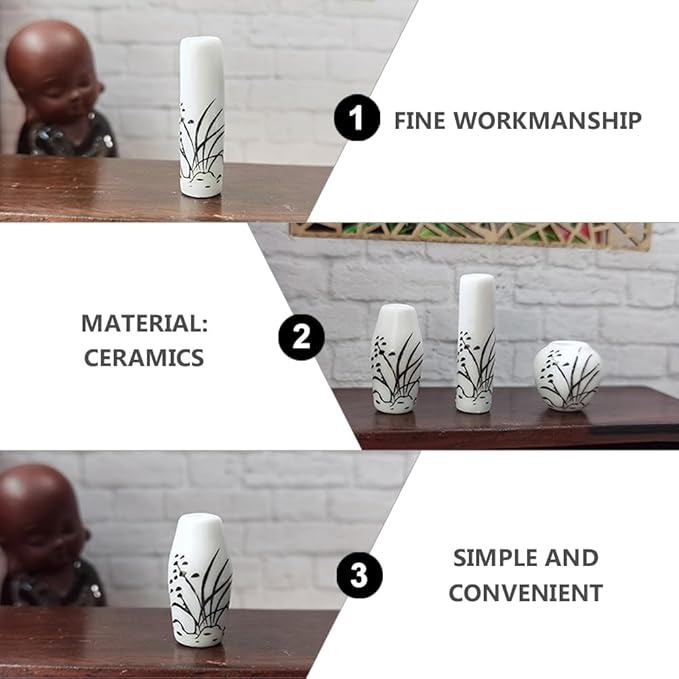 3pcs Mini Ceramic Dollhouse vases Miniature Garden Ornament Miniature Plant Pot Bud Vases Small