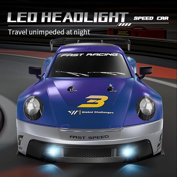KF28 1/16 Scale Drift RC Car with Full Proportional RTR 2.4GHZ Remote Control and APP Control Speed Racing Cars (Blue)