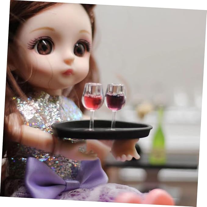 Kisangel Artificial Mini Wine Cups 12 Pcs Miniature Wine Glasses Resin Material for Dollhouse Decor