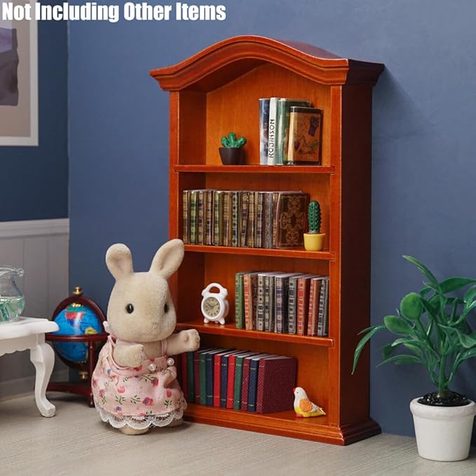 Odoria 1/12 Miniature Shelf Mini Bookshelf Bookcase Miniatures Dollhouse Furniture Accessories Doll House Accessory, Brown