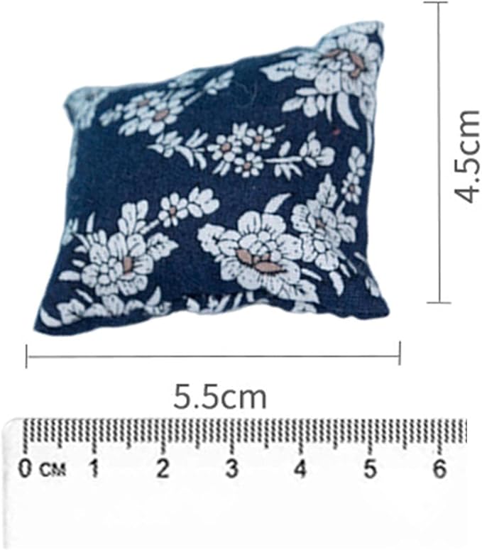 4Pcs Dollhouse Sofa Accessories for Miniature Settings, Blue Floral