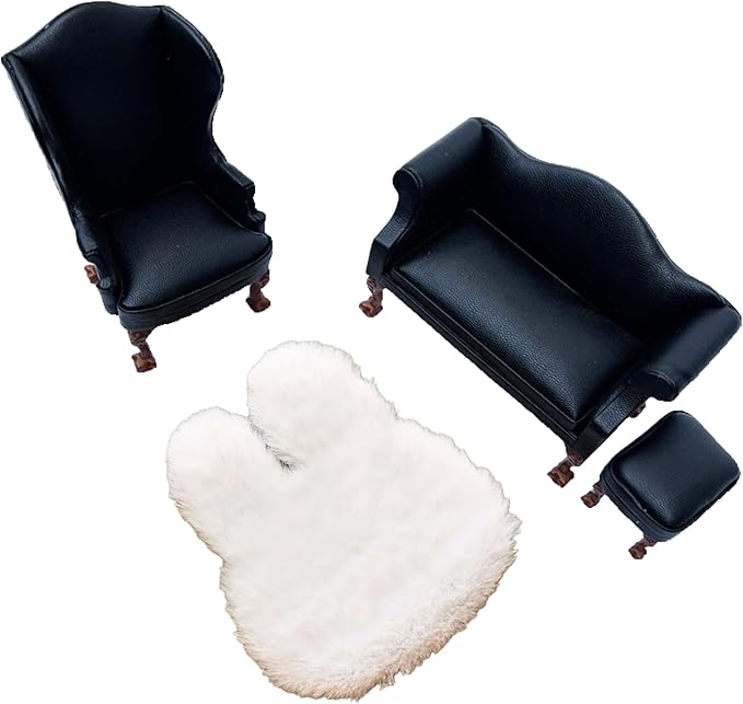 1:12 Scale Miniature Dollhouse Rabbit Rug – Soft White Faux Fur Carpet, Cozy Bedroom & Living Room Accessory for Dollhouse Decoration, Mini Scene Layout, DIY Display & Micro Landscape Décor (B)