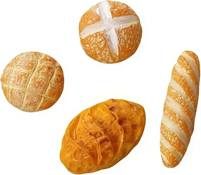 8Pcs 1/12 Miniature Bread Dollhouse Decoration Accessories,4 Different Types of Bread for Miniature Food Dollhouse,Resin Mix Bakery Bread Mini House Food Decoration Accessories