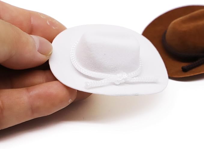 Dollhouse Cowboy Hat, Miniature Cowboy Hat, 1:12 Scale Miniature Soft Cowboy, Mini Hat, American Old West Hat, for Dollhouse Craft Supplies (2PCS) (White)