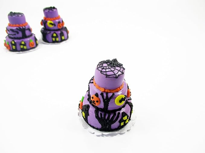 New Dollhouse Miniature Food 3 Layer Halloween Cake Seasonal Sweet Cake 15993
