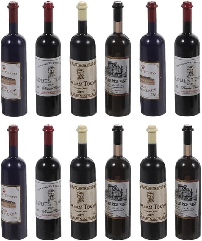 Zerodeko 12pcs Miniature Wine Bottles Plastic Mini Wine Bottles for Dollhouse Decor