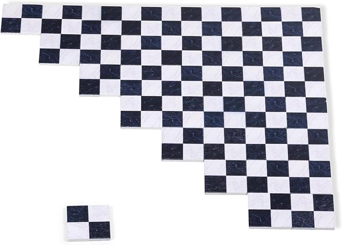 SAMCAMI Miniature Dollhouse Accessories, Dollhouse Flooring, Solid Wood Floor Tiles, Dollhouse Wallpaper, Mini Dollhouse Accessories 1 12 Scale, 36pcs (Black and White)