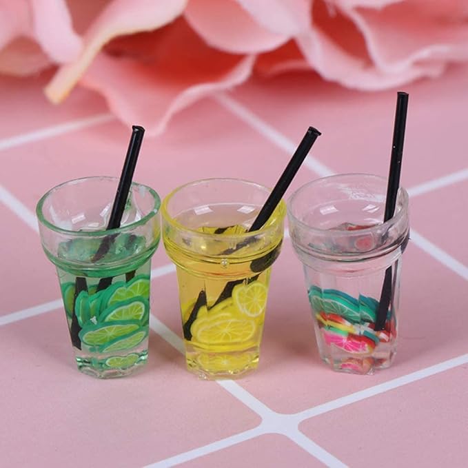 13 Pcs 1:12 Colourful Cocktail Cup Drink Juice Tea Beverage Bottle Jam Jar Toys,Simulation Drink Wine Glass Model for Dollhouse,Dolls House Miniature Toy Doll Food Kitchen Accessory Bar Decor