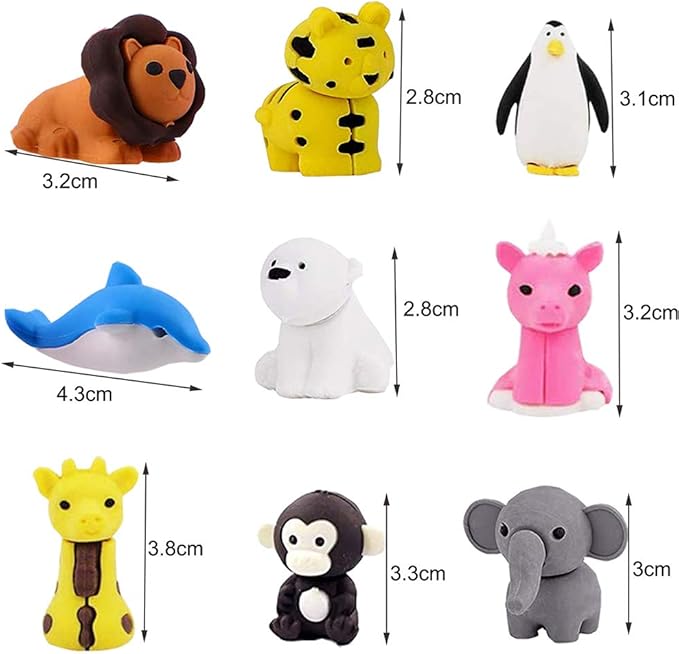 35Pcs Animal Erasers Desk Pets for Kids Animal Pencil Erasers Bulk Puzzle Eraser Toys Gifts for Classroom Prizes,Game Reward,Treasure Box,Easter Egg Fillers,Goodie Bag Stuffers,Party Favors