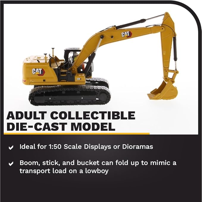 Diecast Masters 1:50 Caterpillar 330 Next Generation Hydraulic Excavator | High Line Series Cat Trucks & Construction Equipment Scale Model Collectible 85585