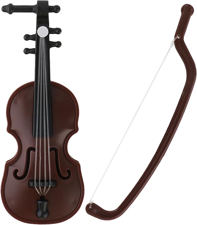 Worlds Smallest Violin Toy, 3.26 Inch Miniature Violin for Dollhouse Accessories, Tiny Desk Decor and Christmas Ornament