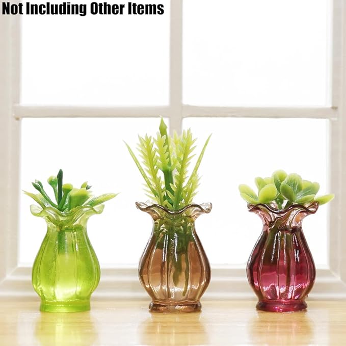Odoria 1/12 Miniature Flower in Vase Dollhouse Decoration Accessories, 5Pcs