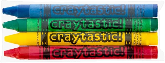 Craytastic! (312 4-Packs of Premium Crayons (Red, Green, Blue, Yellow) Safety Tested Compliant with ASTM D-4236 (1248 Total)