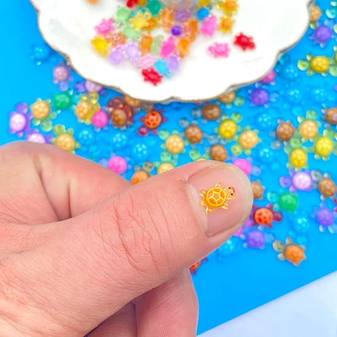 300 Pcs Mini Resin Turtles for Crafts 3 Sizes Luminous Tiny Turtle Small Cute Luminous Figures Miniature Sea Ocean Animal for Fairy Garden Micro Landscaping Decoration
