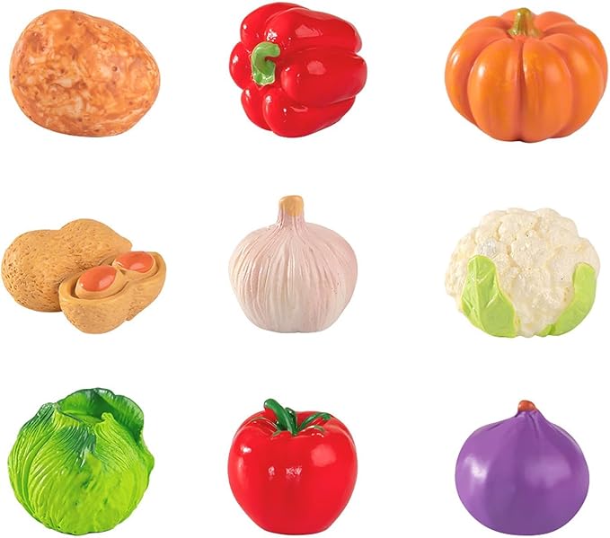 Exasinine 42 Pcs Miniature Food Mini Vegetables Figurines Miniature Baskets for Miniatures Food Kitchen Mini House Store