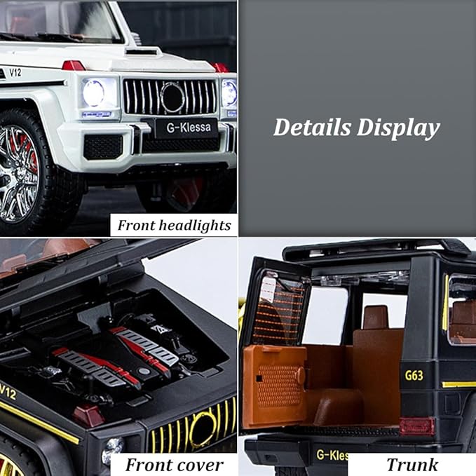 EROCK 1/24 Die-Cast Car Model Collectible Benz G63 AMG Model Car with Lights and Sound, Alloy Pull Back Toy car Toy Vehicle for Adult Boys Girls Gift