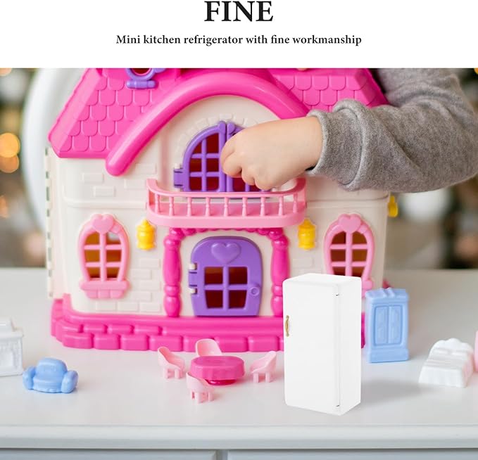 Alasum Doll House Refrigerator Mini 1/12 Scale Miniature Fridge White Mini House Kitchen Accessory for Kids' Mini Home Decor