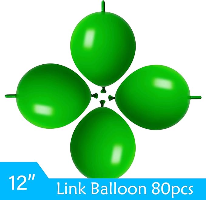 ADIDO EVA Link Balloons 6 Inch Green Latex Quick Linkale Balloon 80 Pcs for Birthday, Halloween, Christmas, Party Festival Decorations
