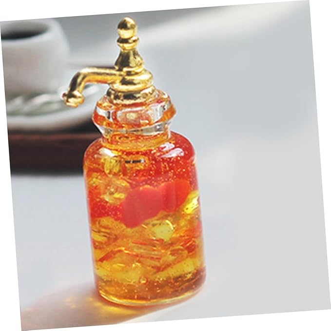 Generic Miniature Fruit Wine Drink Realistic Mini Glass Jar Beverage Bottles for Dollhouse Play Kitchen Accessories Reborn Doll Bottles Photography Props Micro Scene Decor