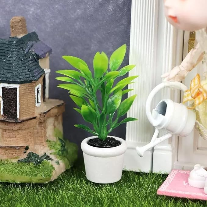 Green 1/12 Miniature Plants Dollhouse Decoration Accessories, DIY Doll House Kit