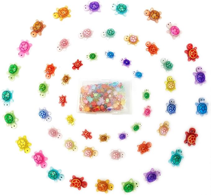 150PCS Mini Turtles Family Figurines Luminous Tiny Resin Animals Tiny Turtles for Dollhouse Fairy Garden Micro Moss Landscape Home Decor, 3 Sizes and 10 Colors (3 Sizes Turtles)