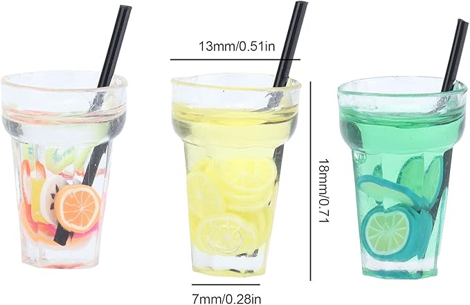 9Pcs 1:12 Miniature Dollhouse Juice Drink Cups Colourful Simulation Drink Wine Glass Model for Mini House Dining Hall Decoration
