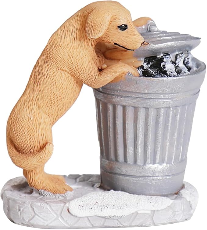 Christmas Village Accessories Ornaments Resin Christmas Village Sets Decoration for Xmas Festival Holiday (Dog Trash Can)