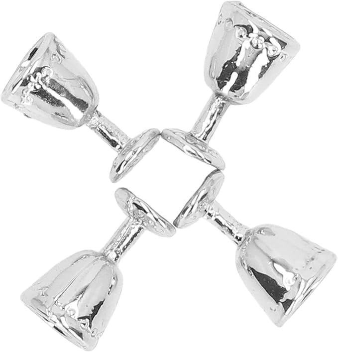 4Pcs Miniature Champagne Wine Glas, Mini Bottles Dollhouse Champagne Set Simulation Miniature Glasses Cups for 1:12 Accessories (4 Silver)