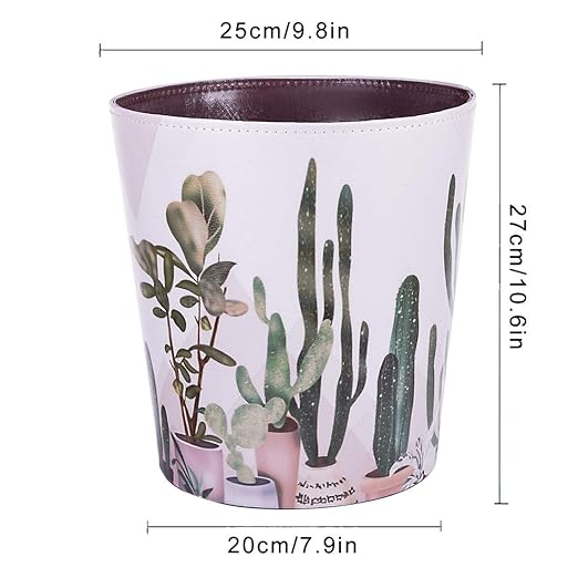 Scakbyer 10L/2.64 Gallon PU Leather Trash Can Decorative Waterproof Wastebasket Paper Basket Garbage Bin for Home Office Bathroom