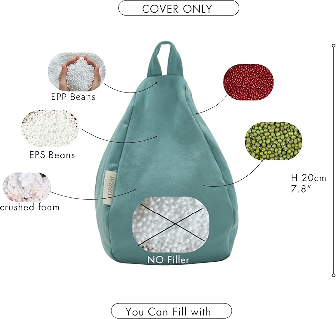 2pcs Cover of Mini Bean Bag Chair Cell Phone Holder (No Filler) Ultra Soft Micro Suede Anti Slip Miniature Bean Bag Couch Teal