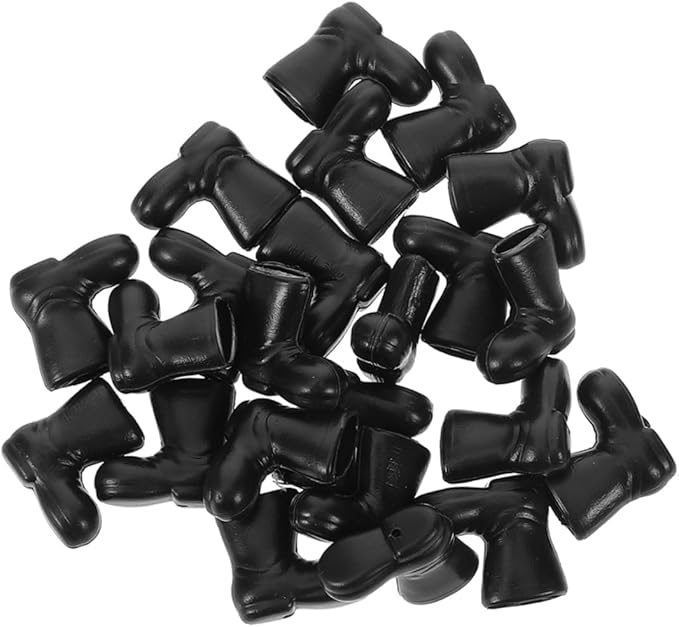 TOYZFRIENDY 100pcs Santa Claus Boots for Dolls Charming Christmas Decorations for DIY Crafts for Holiday Table Centerpieces Black Miniature Shoes