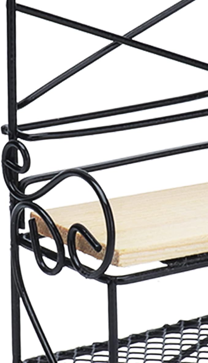 1:12 Miniature Storage Display, Miniature Furniture Wooden Storage Rack Mini Doll Bread Rack Dollhouse Kitchen Furniture Accessories (Black)