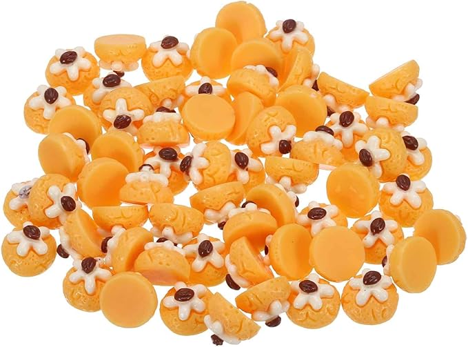 Mini Cute Peach Cookie Decor, Miniature Doll Food Crafts for Dollhouse & Landscape & Mini Kitchen & Micro Fairy Garden & DIY Craft Decorations(Yellow, 100pcs)