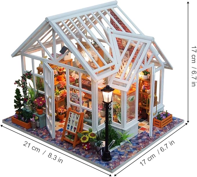 GuDoQi DIY Miniature Dollhouse Kit, Tiny House kit with Music, Miniature House Kit 1:24 Scale, Great Handmade Crafts Gift for Birthday Christmas, Beautiful Flower Shop