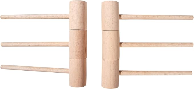 6Pcs Wooden Hammers, Natural Hardwood Crab Lobster Seafood Mallets