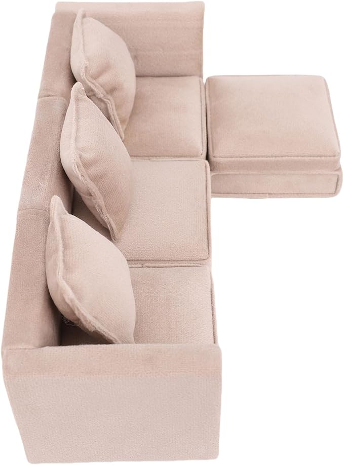 1:12 Scale Miniature Dollhouse Couch Realistic Mini Dollhouse Sofa Furniture with Pillows for Home Decor