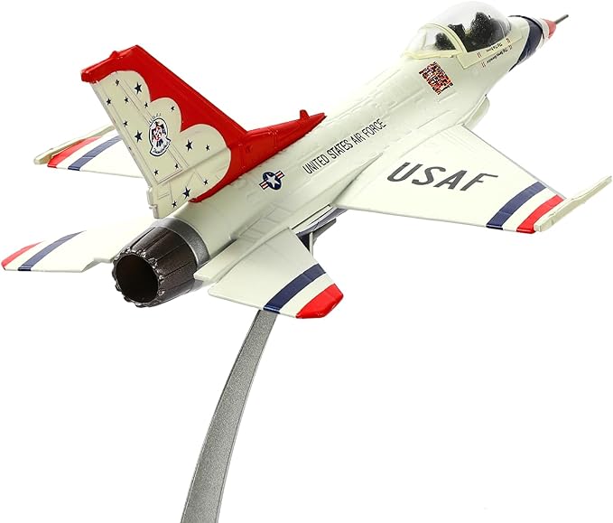 1/100 F-16C Thunderbird Fighter Model Metal DieCast Aircraft Jet Kit Fighter Plane Model Military Airplane for Collection and Gift, White