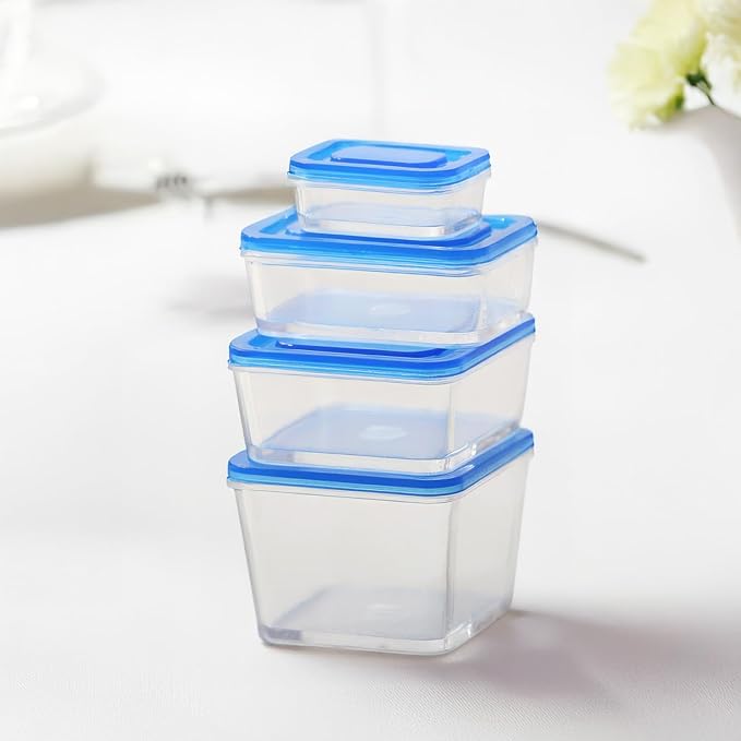 Cute Mini Storage Containers (4 Pack), Realistic Miniature Boxes with Lids for Dollhouse Décor, Crafting, and Miniatures (Blue)