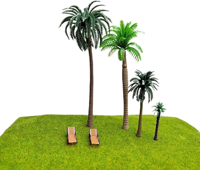 OrgMemory 36pcs Palm Trees, Ho Scale Bushes, Plastic Trees for Projects 1.5-6 inch(3-16 cm), Miniature Trees