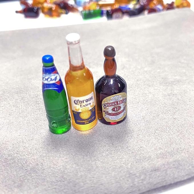 Juland 40PCS Miniature Mini Beer Drinks Decoration Beer Glass Model Mixed Wine Coffee Resin Sets Simulation Instant Model Scene Mini Tableware Dolls House