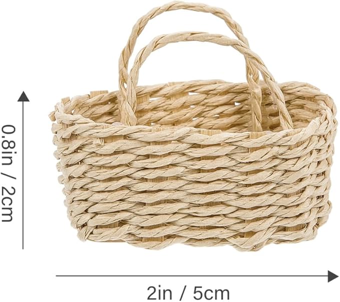 Baluue 3pcs 1:12 Scale Mini House Storage Basket Wicker Basket for Dollhouse Decor