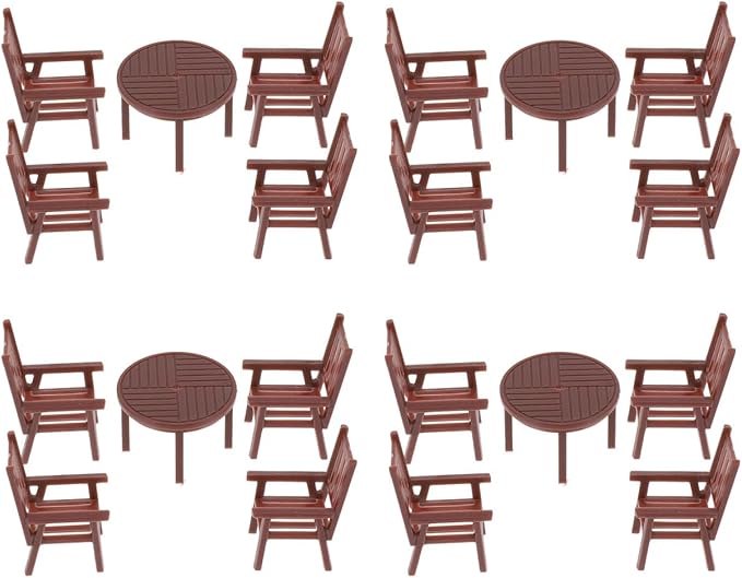 Alipis Mini Table and Chair Set - 4-Piece Playhouse Accessory for Kids Plastic Furniture for Dollhouse and Garden Miniatures Decoration