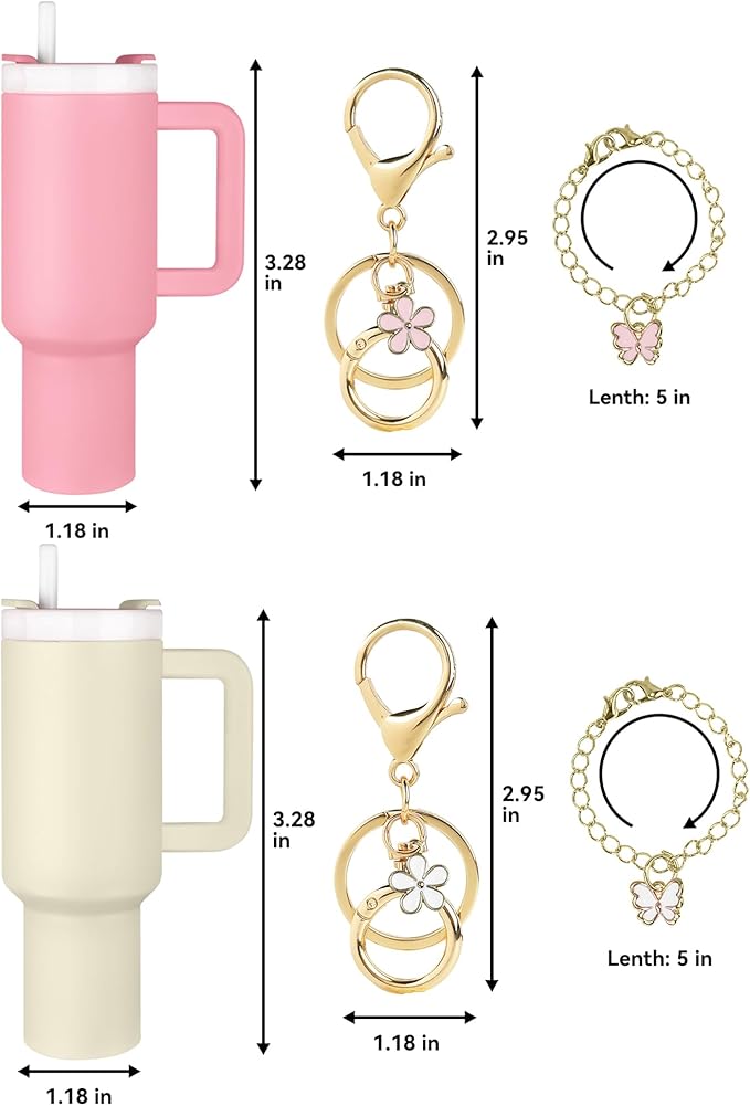 ERTUNA Mini Tumbler Keychain Accessories for Stanley Cup, 2 Way Cute Charms Chapstick Lip Balm Holder for Women Purse Handbag