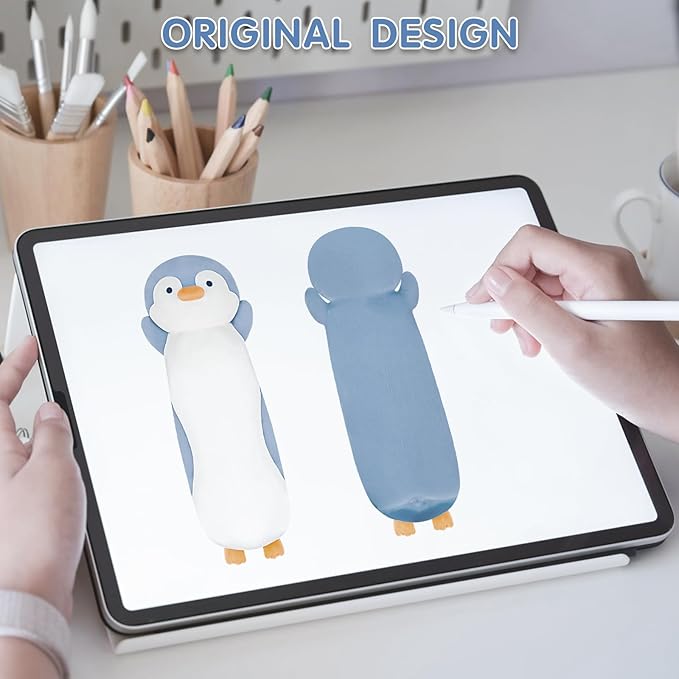 28 inch Penguin Stuffed Animal, Jumbo Long Soft Cuddle Pillow, Cute Blue Penguin Body Plushies Toy Gift for Kids, Boy and Girls Birthday, Halloween, Christmas