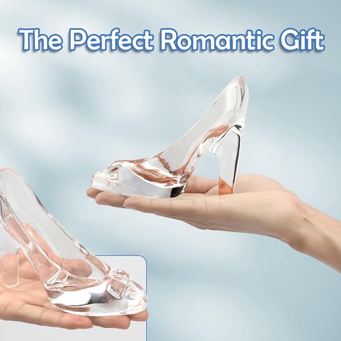 Glass Crystal High Heels, Glass Slipper, Crystal High Heels for Shoes Birthday Decoration Party, Wedding Supplies Decorative Party Decorations, Transparent