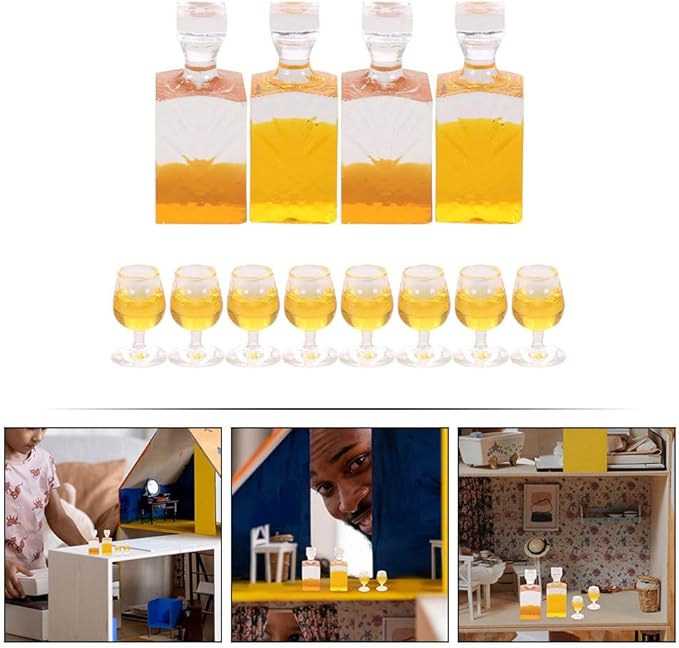 GATHINESS 4 Sets Miniature Liquor Bottles Resin Mini Wine Bottle Models Mini House Decor Kids Pretend Play Craft Accessories